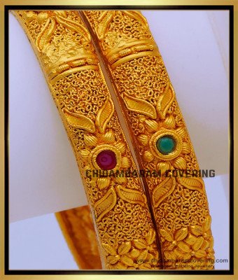 BNG689 -2.4 Size Gold Design Temple Design Bangles Online Shopping