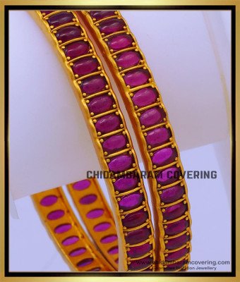 BNG693 -2.6 Size Beautiful Ruby Kemp Temple Bangles Set Buy Online