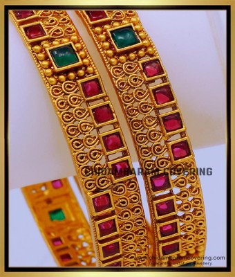 BNG695 -2.8 Size First Quality Latest Antique Gold Bangles Designs Online