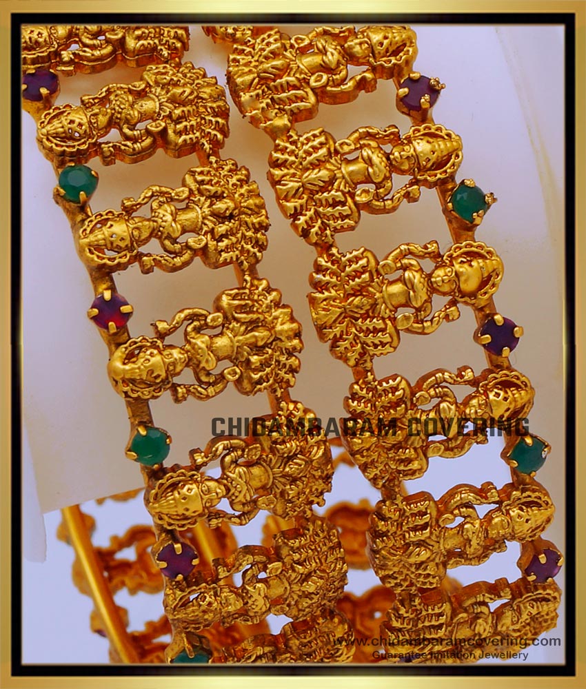 BNG696 -2.6 Size First Quality Temple Jewellery Bangles Gold Designs for Ladies 