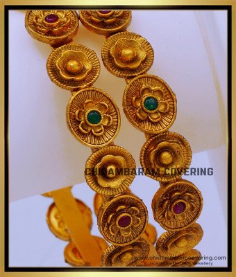 BNG698 -2.10 Size Unique Flower Design Antique Bangles Online Shopping 
