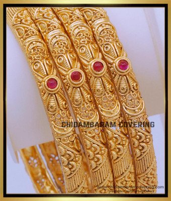 BNG700 -2.8 Size Bridal Wear Latest Antique Gold Bangles Designs Set 