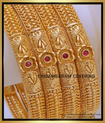 BNG701 -2.6 Size traditional antique gold bangles set of 4 pieces for Wedding