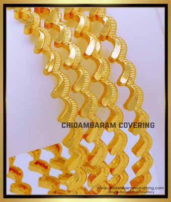 BNG706 - 2.6 Size New Model Curvy Design Gold Plated Bangles for Daily Use
