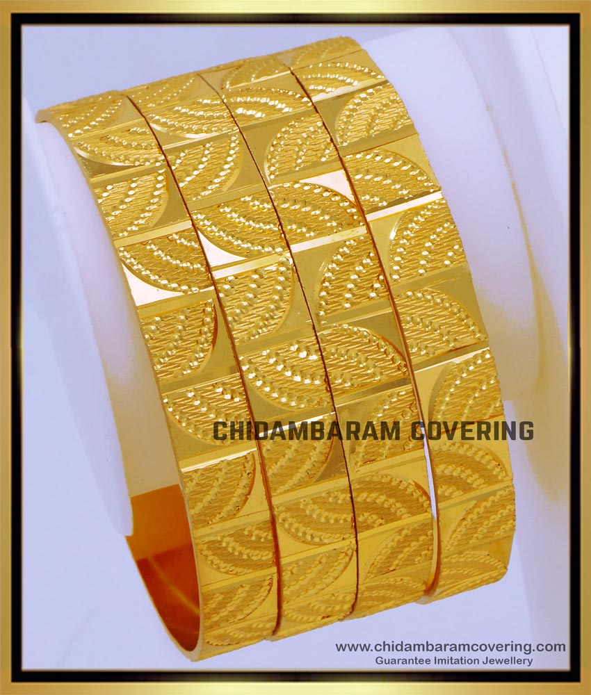BNG707 - 2.4 Size Real Gold Design 1 Gram Gold Kada Bangles for Wedding 