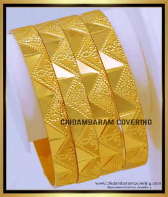 BNG708 - 2.6 Size Beautiful Gold Covering South Indian Bangles Set 