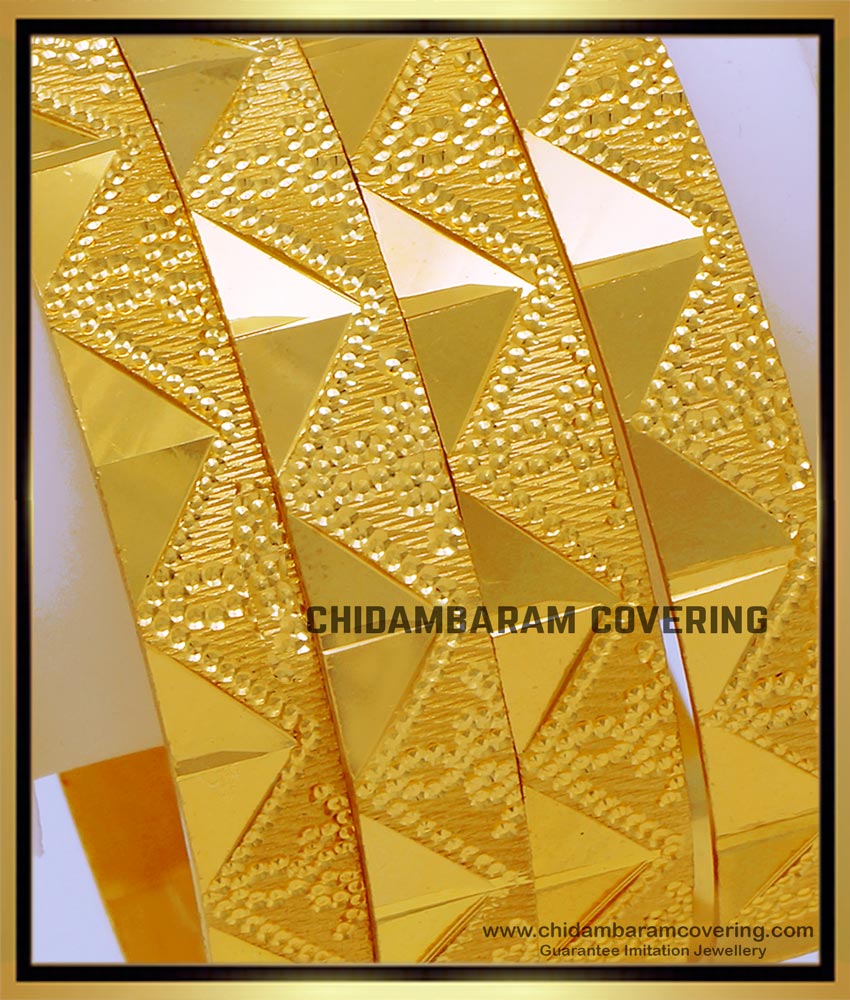 BNG708 - 2.6 Size Beautiful Gold Covering South Indian Bangles Set 