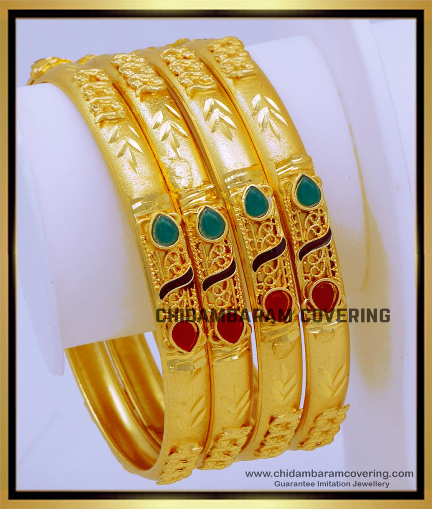 BNG713 - 2.4 Size Gold Look Forming Gold Bangles Set for Women