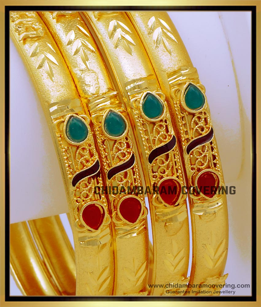 BNG713 - 2.4 Size Gold Look Forming Gold Bangles Set for Women