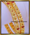 BNG728 - 2.8 Size Real Gold Look Ruby Stone Bangles Design for Women 