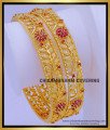 BNG733 - 2.6 Size Gold Look Leaf Model Ruby Stone Bangles Design Buy Online