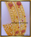 BNG733 - 2.6 Size Gold Look Leaf Model Ruby Stone Bangles Design Buy Online