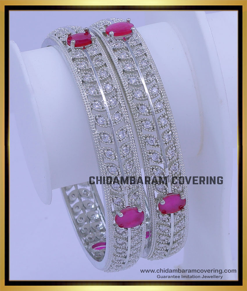BNG734 - 2.8 Size First Quality American Diamond White Stone Bangles for Lehenga