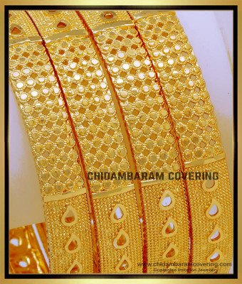 BNG735 - 2.6 Size Bridal Wear Designer Gold Plated Bangles for Daily Use 
