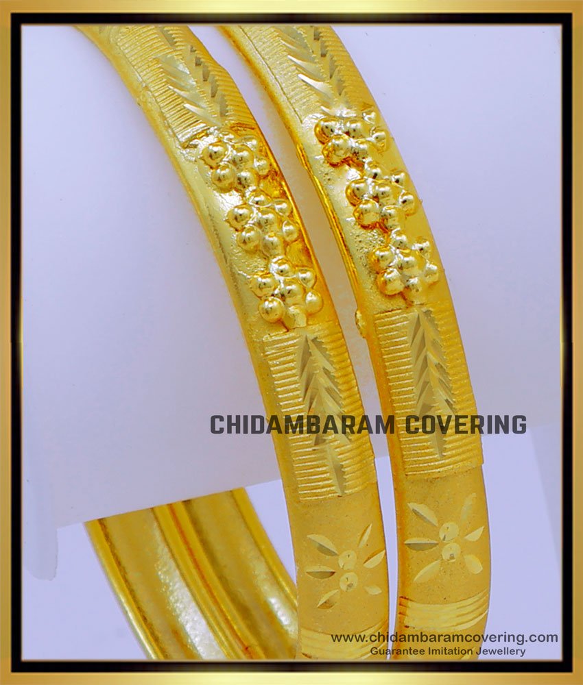 BNG744 - 2.8 Size 2 Gram Gold Daily Wear Gold Bangles Design for Ladies 