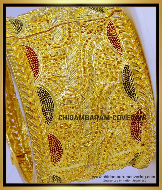 BNG745 -2.6 Size Bridal Wear Forming Gold Screw Type Broad Bangle Online