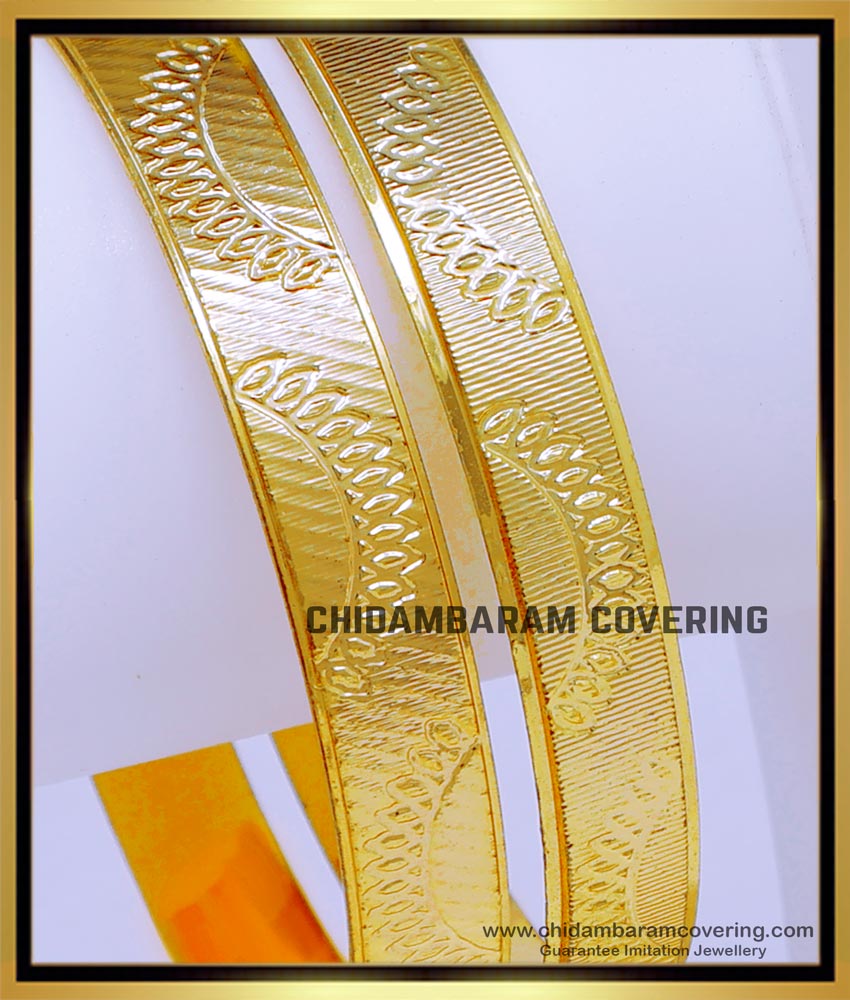 BNG755 - 2.8 Size Gold Design Plain 1 Gram Gold Bangles Online Shopping