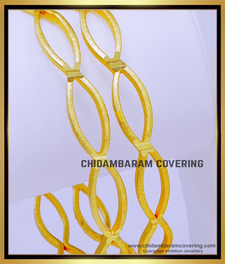 BNG760 - 2.10 Size Original 1 Gram Gold Plated Light Weight Bangles Design 