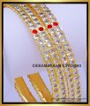 BNG762 - 2.10 Five Metal Traditional Gold White Stone Bangles Designs