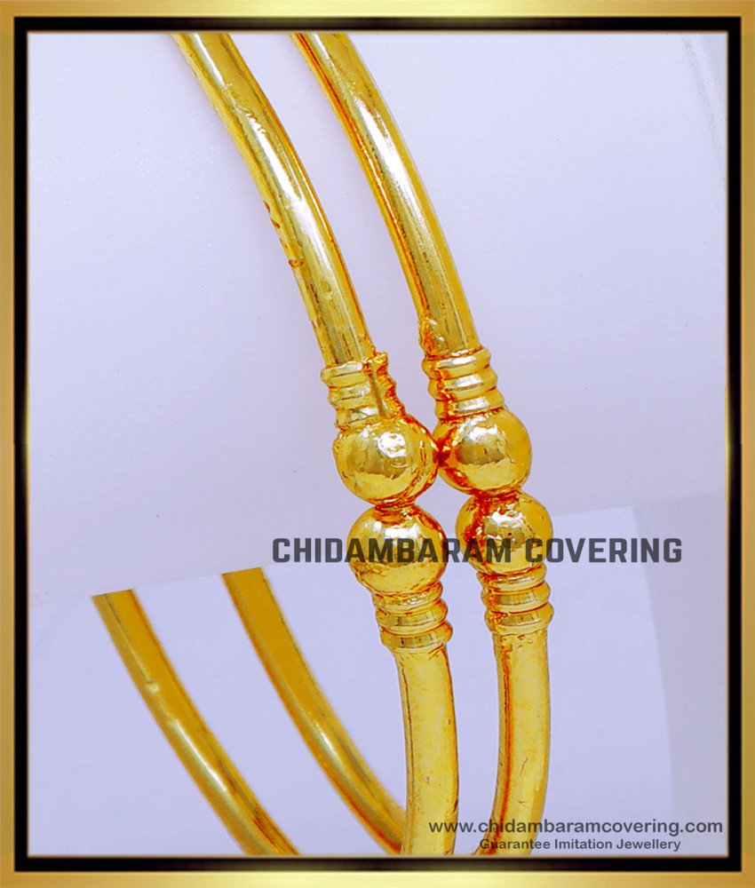 BNG764 - 2.4 Size 1 Gram Gold Women Gold Kappu Bangles for Daily Use 