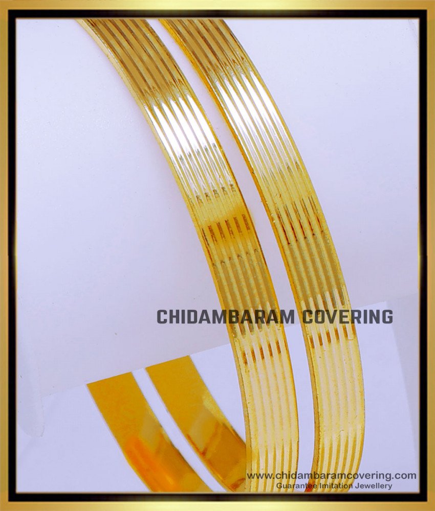BNG765 - 2.6 Size Gold Design Plain Daily Use 1 Gram Gold Bangles Online