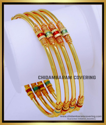 BNG766 - 2.6 Size Beautiful One Gram Gold Plated Enamel Bangles Set Online