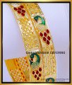 BNG768 - 2.10 Size Beautiful Peacock Design Forming Gold Enamel Bangles 
