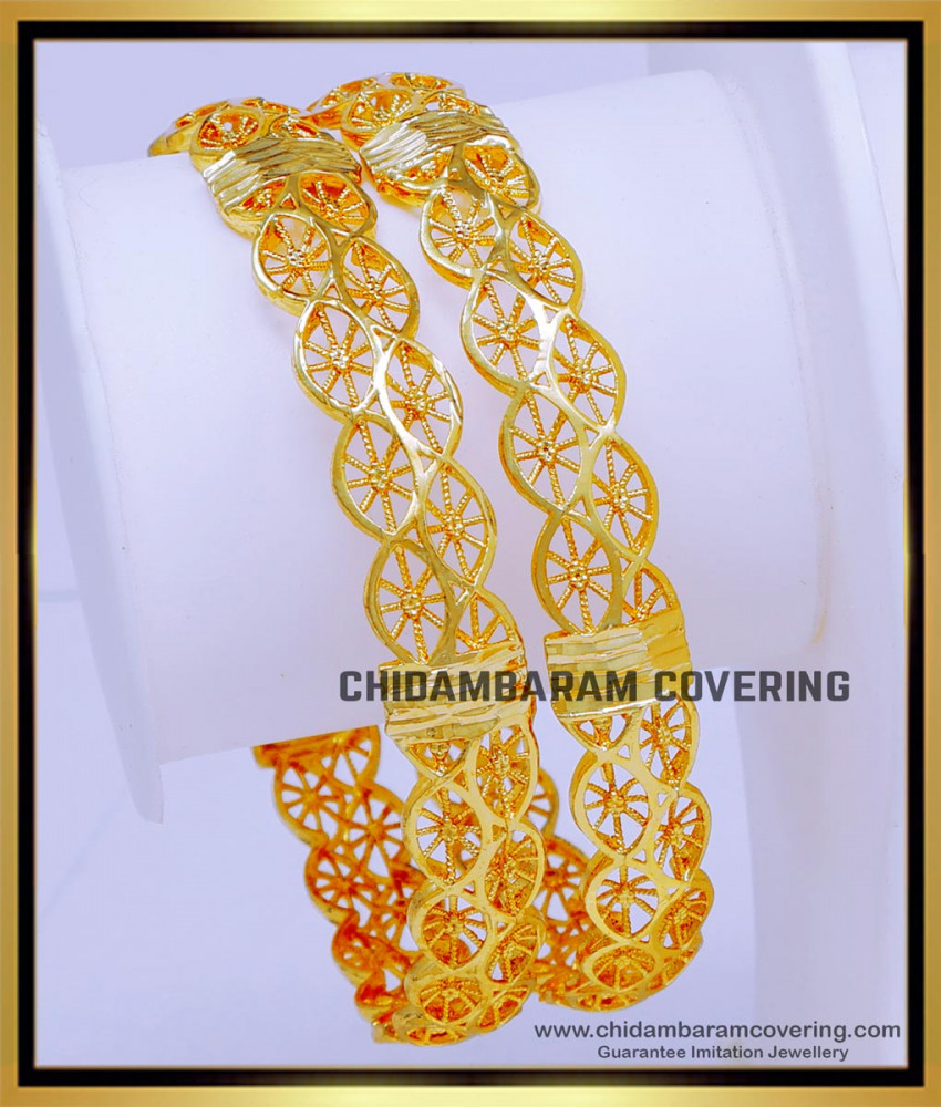 BNG770 - 2.8 Size Latest Light Weight Daily Wear Gold Bangles Design Online