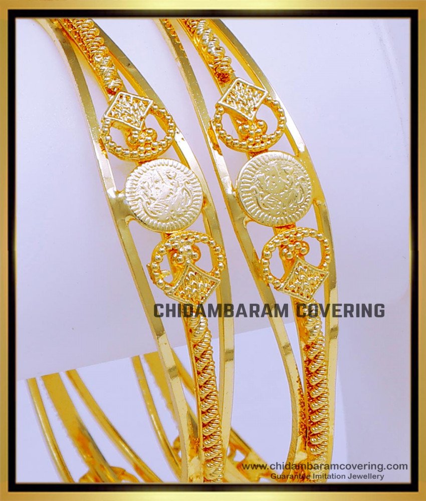 BNG774 - 2.8 Size New Model Gold Design Lakshmi Devi Bangles Online
