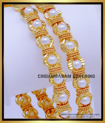 BNG775 - 2.2 Size 1 Gram Gold Plated Jewellery Pearl Bangles Design