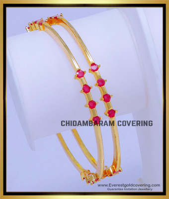 BNG777 - 2.6 Size One Gram Gold Ruby Bangle Design for Women