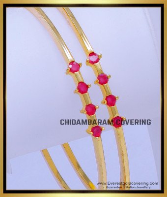 BNG777 - 2.6 Size One Gram Gold Ruby Bangle Design for Women