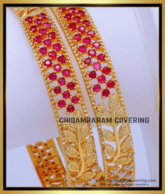 BNG778 - 2.6 Size Latest Ruby Diamond Bangles Designs for Wedding
