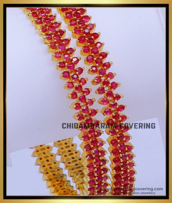 BNG780 - 2.6 Bridal Wear Gold Ruby Bangles for Indian Wedding