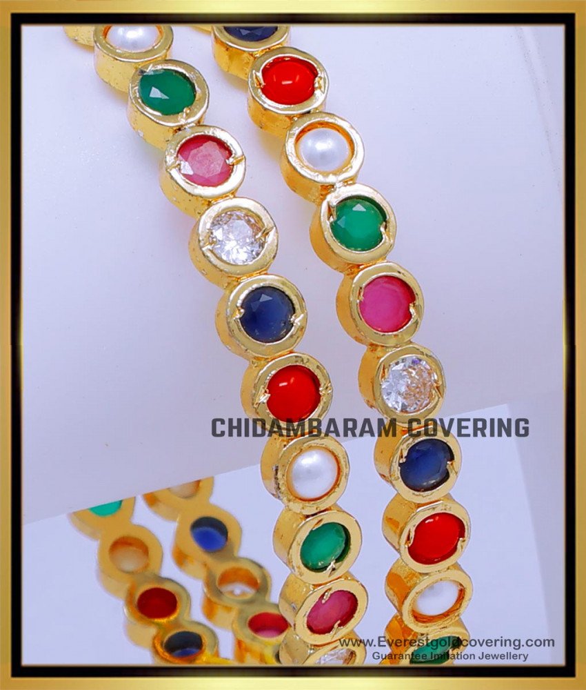 BNG783 - 2.6 Traditional Gold Design Impon Navaratna Bangles