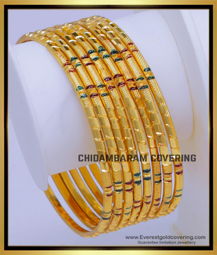 BNG784 - 2.6 Enamel Bangles Daily Use 1 Gram Gold Artificial Jewellery
