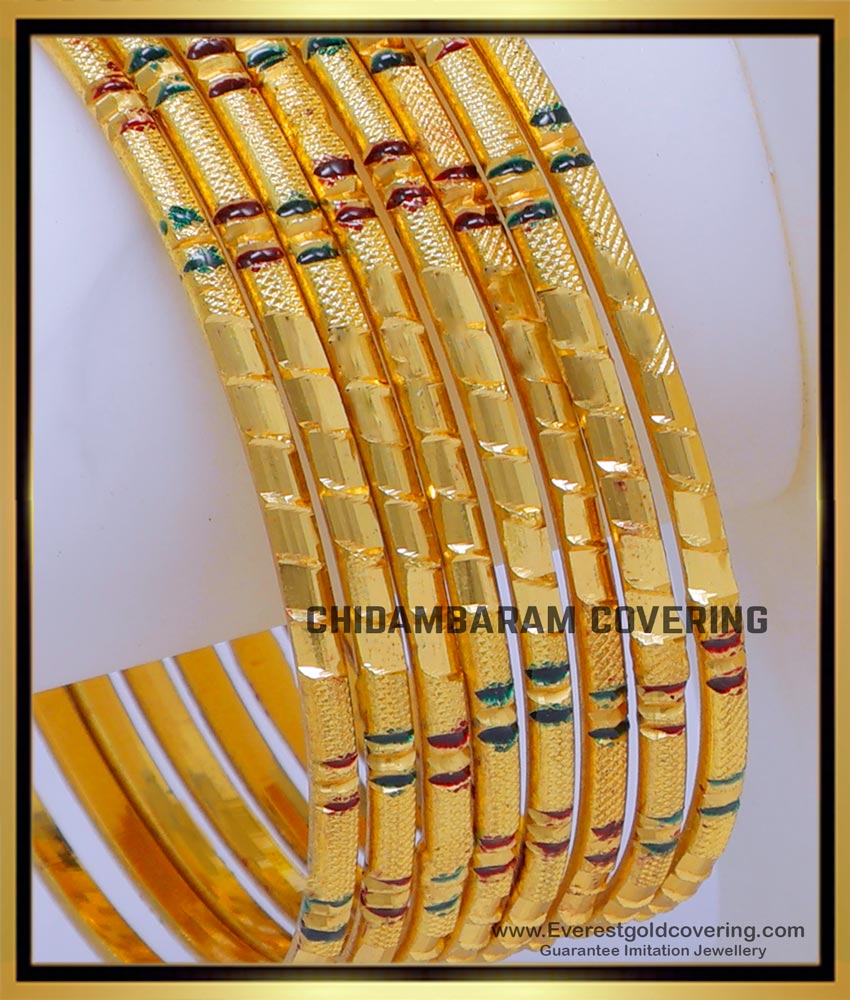 BNG784 - 2.6 Enamel Bangles Daily Use 1 Gram Gold Artificial Jewellery