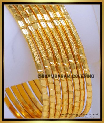 BNG788 - 2.4 Simple Gold Bangles for Daily Use 8 Bangles Set