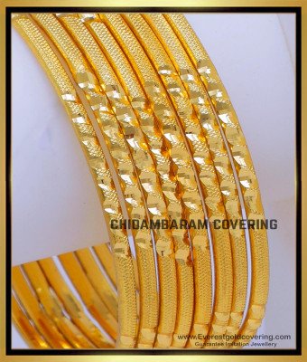 BNG789 - 2.10 Bridal Wear Gold Bangles Design 8 Pieces Set Bangles