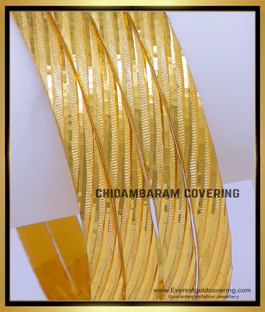 BNG790 - 2.6 Size Latest Diamond Cut Set Of 4 Bangles Gold Design