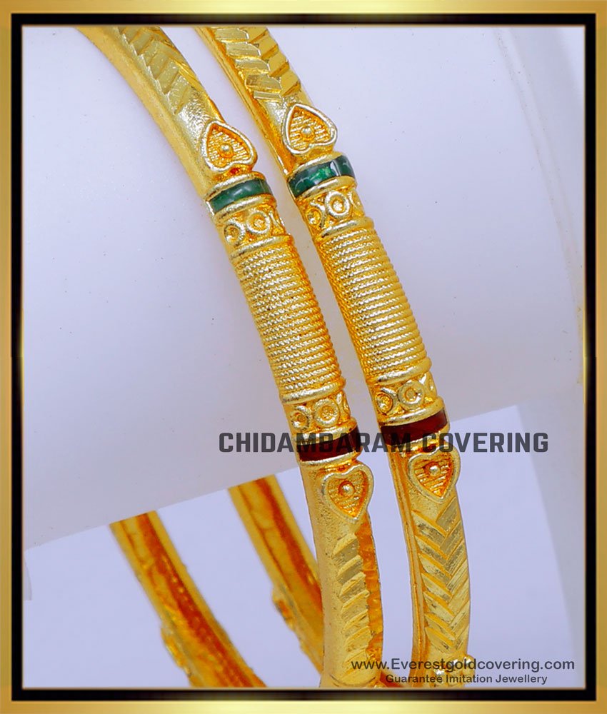 BNG805 - 2.4 Gold Look Daily Use Enamel Design Forming Bangles
