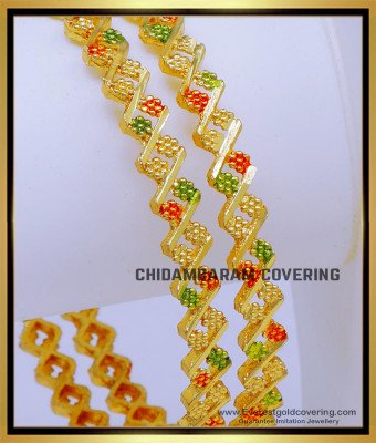 BNG804 - 2.10 New Model Gold Look Thin Enamel Bangles for Women