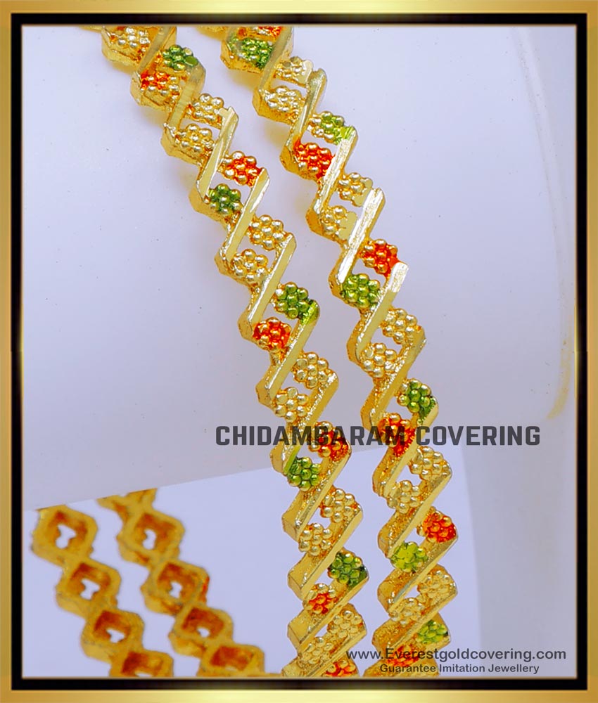 BNG804 - 2.6 New Model Gold Look Thin Enamel Bangles for Women
