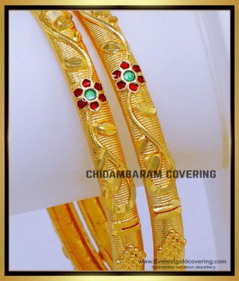 BNG806 - 2.4 Flower Model Forming Gold Bangles Design for Bridal