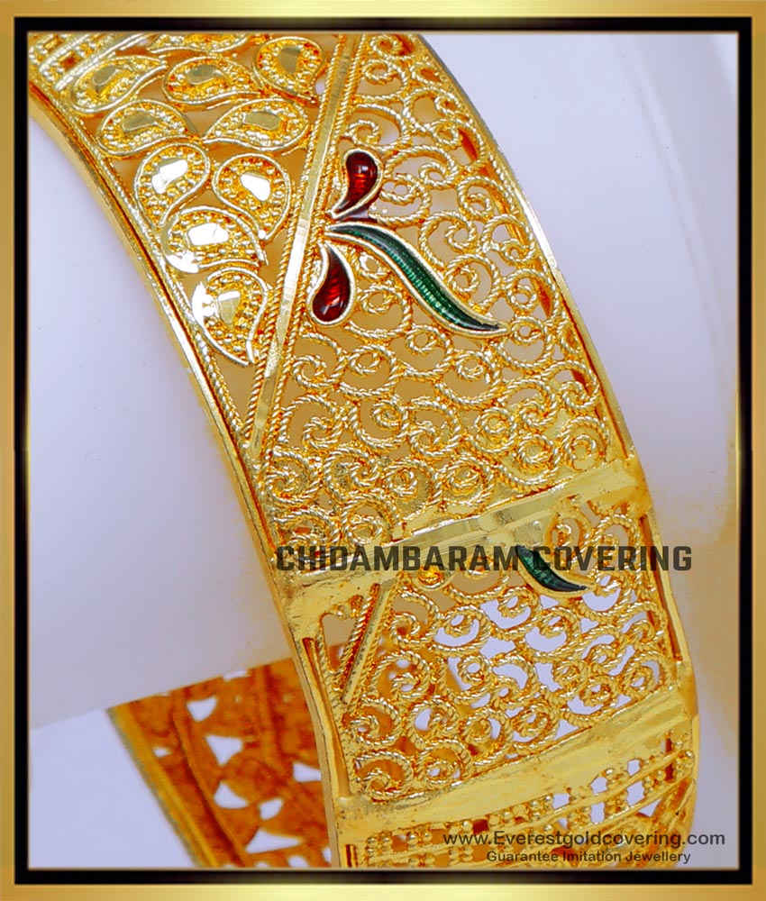 BNG811 - 2.8 Bridal Wear Enamel Bangles Gold Design for Wedding