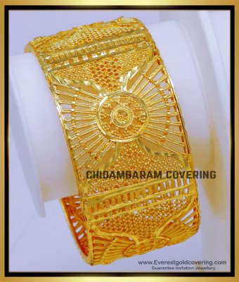 BNG812 - 2.4 Single Broad Bangle Design Gold Plated Jewellery