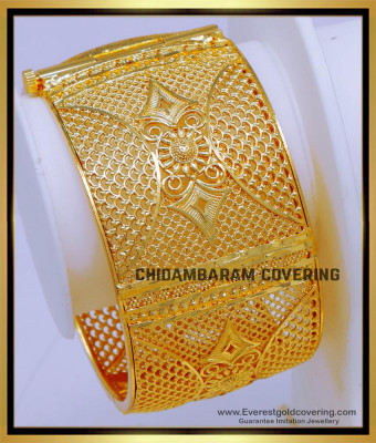 BNG813 - 2.4 Gold Plated Screw Bangles Single Kada for Women