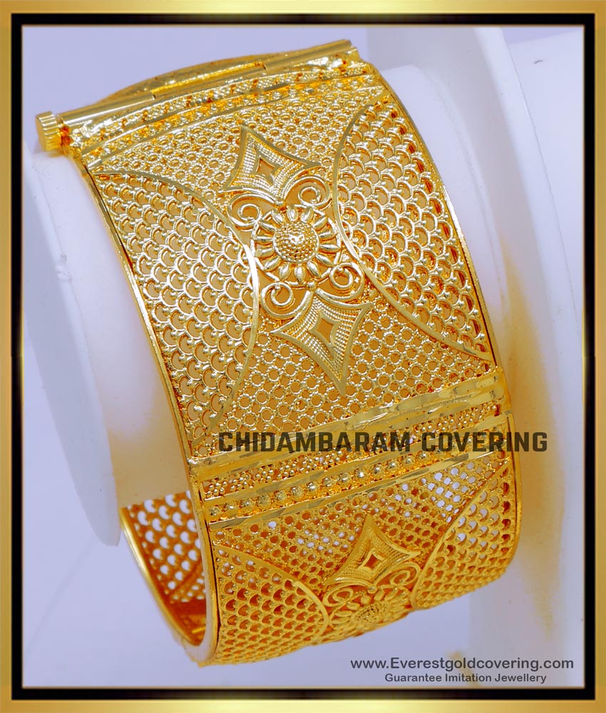 BNG813 - 2.4 Gold Plated Screw Bangles Single Kada for Women