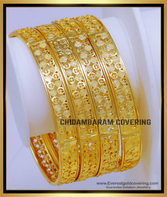 BNG816 - 2.6 Size Bridal Wear 4 Bangles Set Gold Designs for Wedding