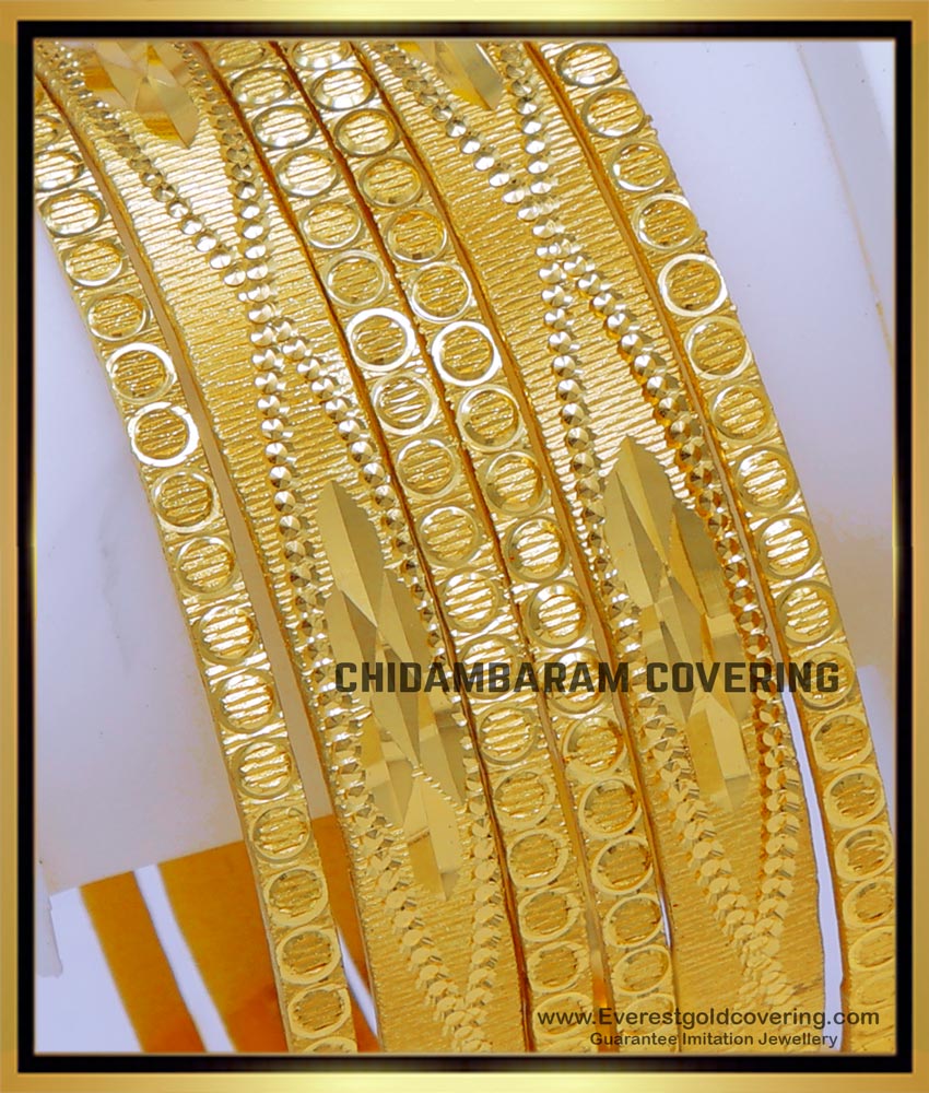 BNG819 - 2.8 Gold Plated Daily Wear 4 Bangles Set Gold Designs Online